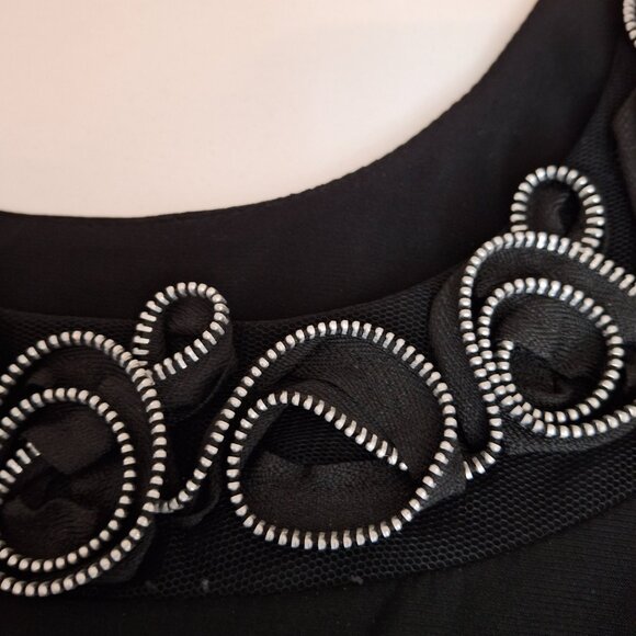 Peplum Black Dress Large Tiered Zipper Detailed Neckline Empire Style Tiana B - Picture 9 of 13